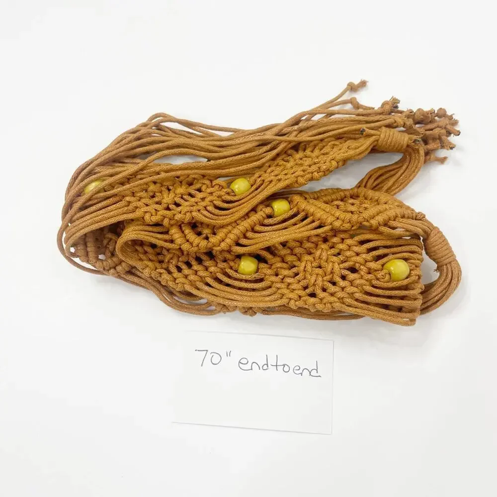 2/$30 NEW Thin Rope Belt Tie Up Bohemian Pearls Braided Dress Waistband Macrame